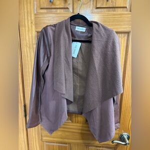 The nines Brown Draped Open Front Jacket NWT